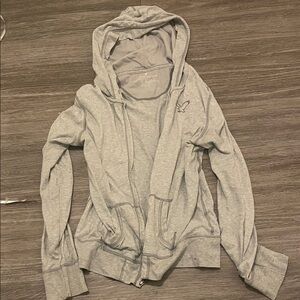 American Eagle Outfitters Light Gray Women's Zip-Up Hoodie